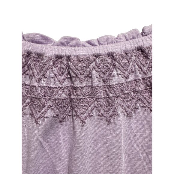 Style & Co Womens Plus 2X Embroidered Puff-Sleeve Lavender Top Peasant Boho - Picture 4 of 8